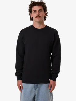 Outlet Thrills Adapted Waffle Long Sleeve - Faded Black FadedBlack