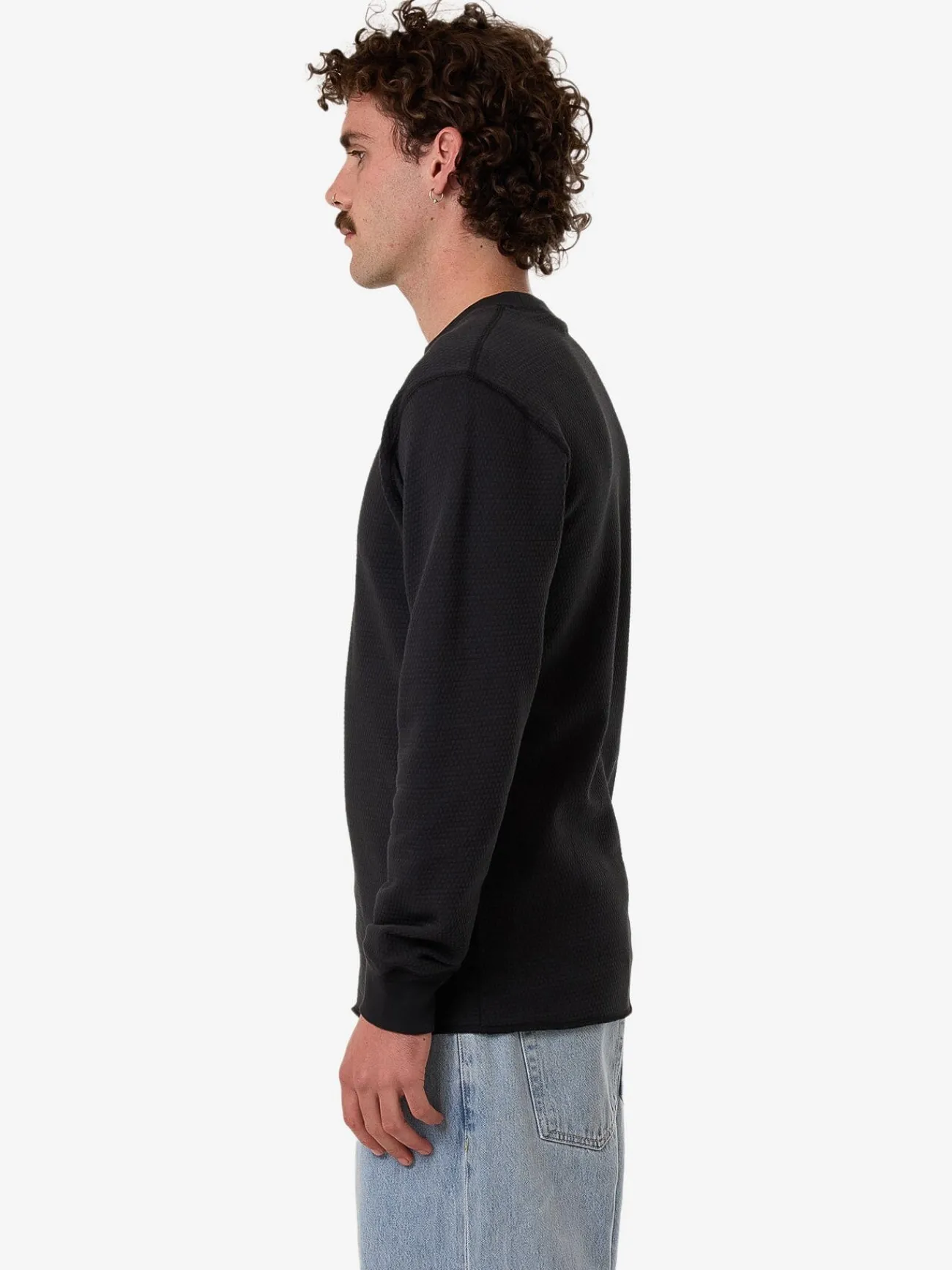 Outlet Thrills Adapted Waffle Long Sleeve - Faded Black FadedBlack