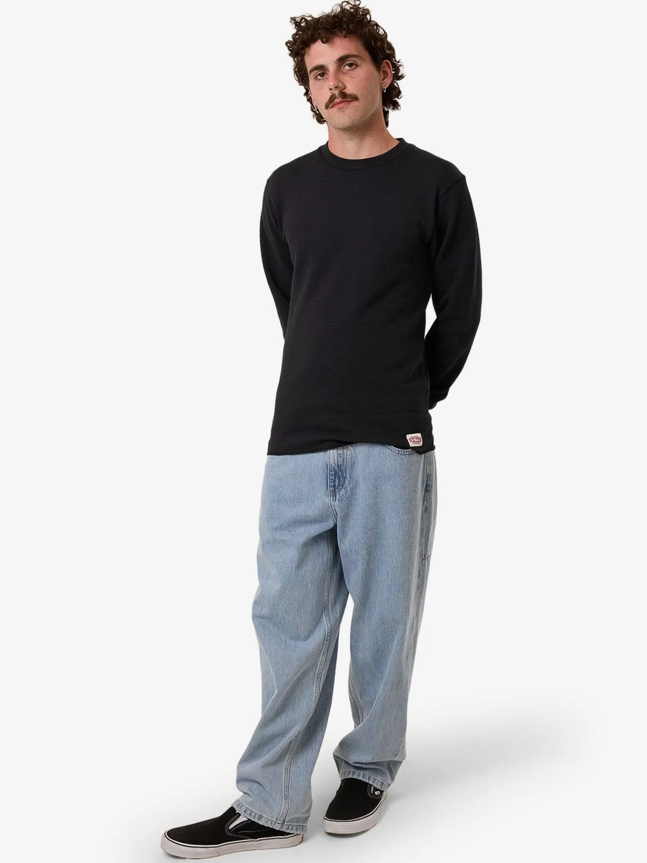 Outlet Thrills Adapted Waffle Long Sleeve - Faded Black FadedBlack
