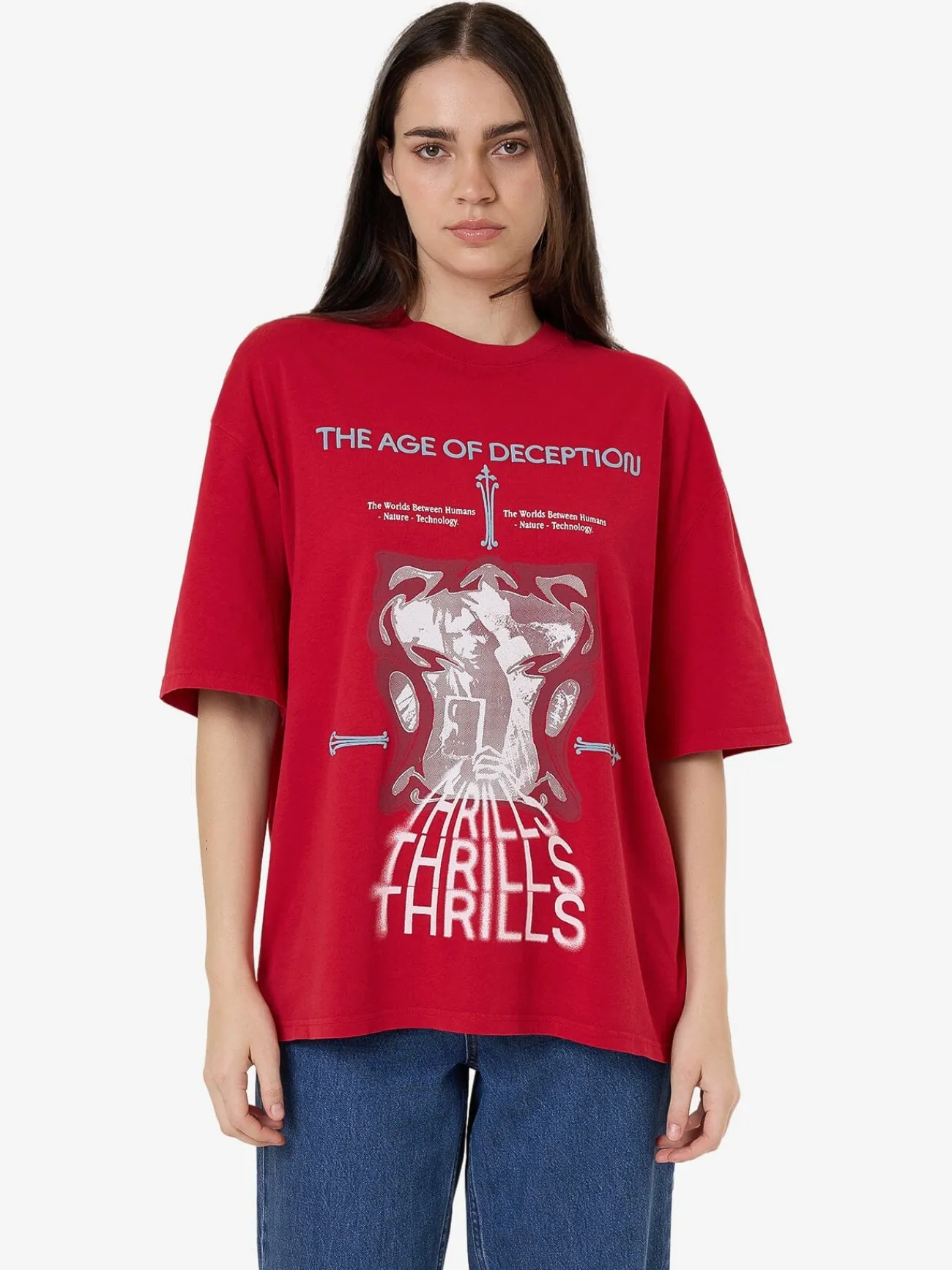 Fashion Thrills Age of Deception Oversized Tee - Chilli Pepper ChilliPepper