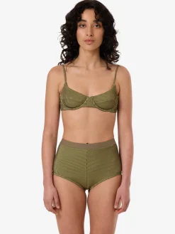 Fashion Thrills Alba Rib Boy Leg Bikini Bottom - Pickle Green PickleGreen