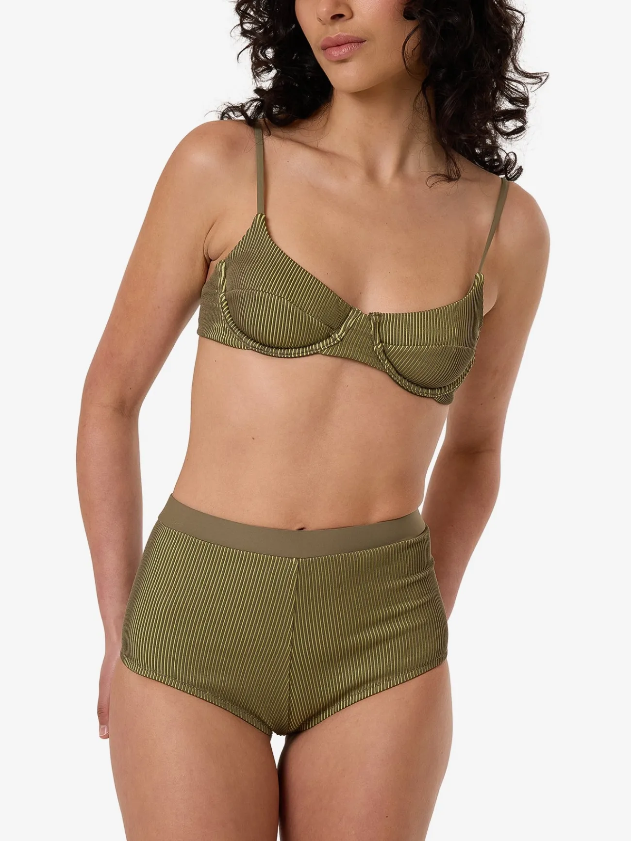 Fashion Thrills Alba Rib Boy Leg Bikini Bottom - Pickle Green PickleGreen