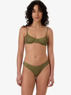 Sale Thrills Alba Rib Classic Bikini Bottom - Pickle Green PickleGreen