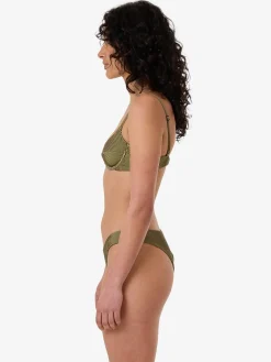 Sale Thrills Alba Rib Classic Bikini Bottom - Pickle Green PickleGreen