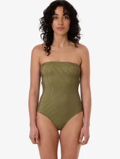 Online Thrills Alba Rib Strapless One Piece - Pickle Green PickleGreen