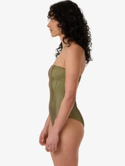 Online Thrills Alba Rib Strapless One Piece - Pickle Green PickleGreen
