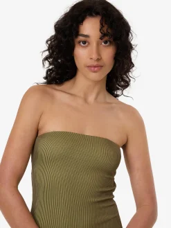 Online Thrills Alba Rib Strapless One Piece - Pickle Green PickleGreen