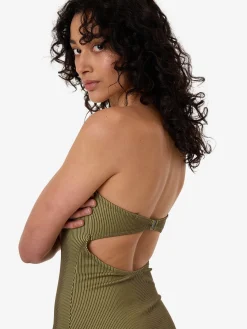 Online Thrills Alba Rib Strapless One Piece - Pickle Green PickleGreen