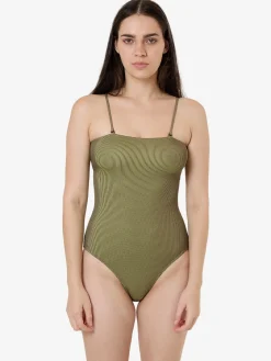 Online Thrills Alba Rib Strapless One Piece - Pickle Green PickleGreen