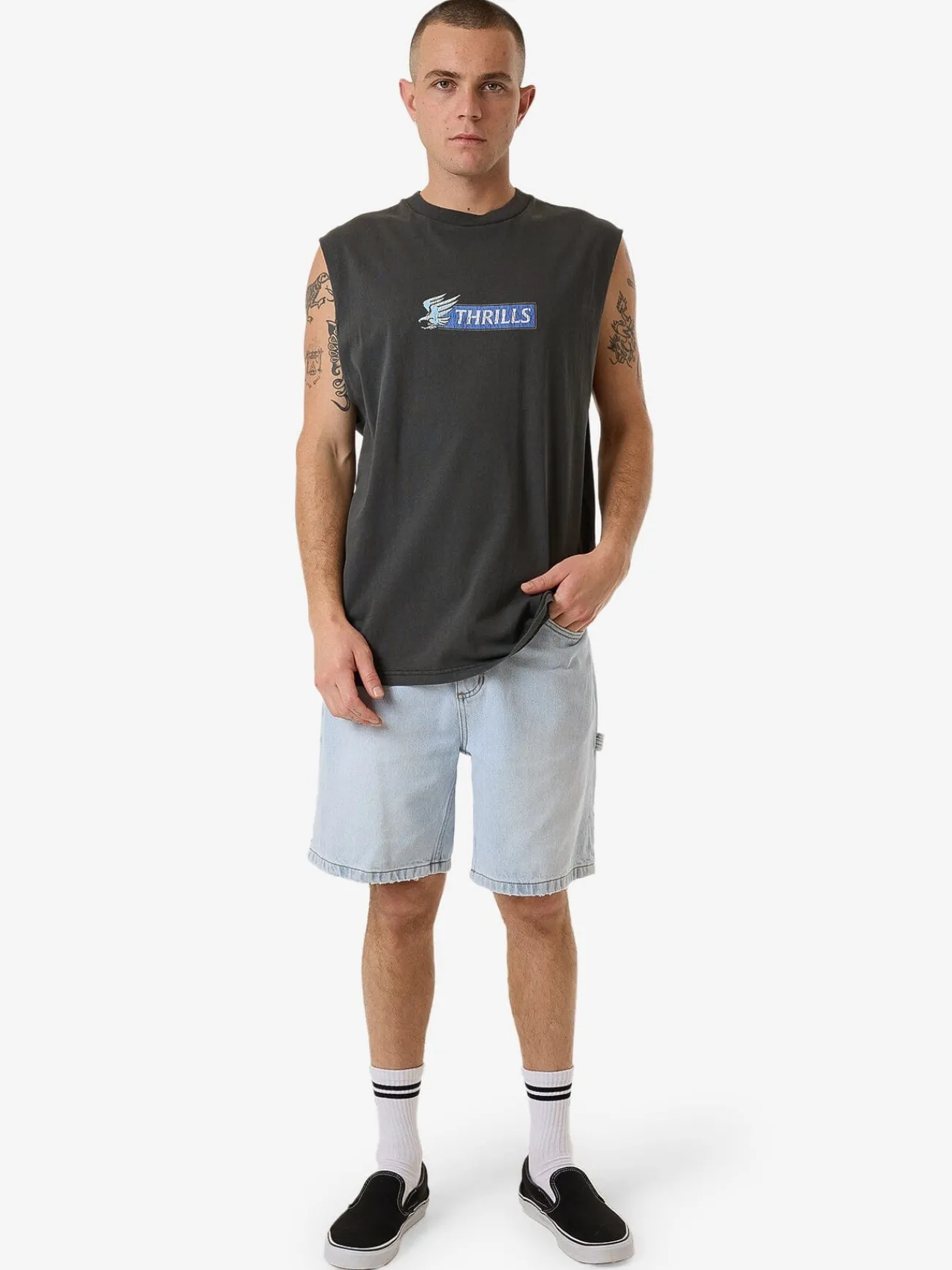 Outlet Thrills Allegiance Merch Fit Muscle Tee - Merch Black MerchBlack