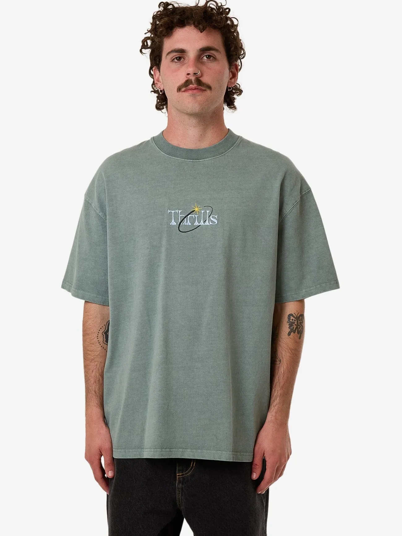 Best Thrills Ambient Connections Box Fit Oversize Tee - Chinois Green ChinoisGreen