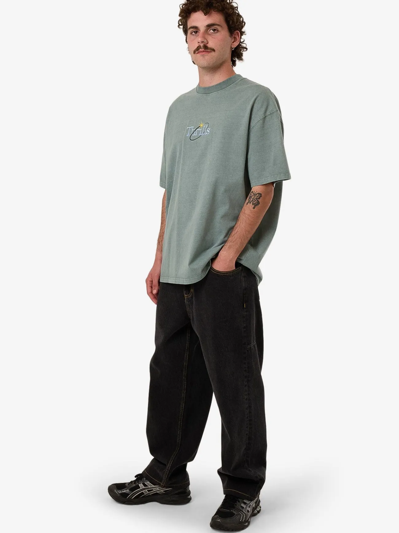 Best Thrills Ambient Connections Box Fit Oversize Tee - Chinois Green ChinoisGreen