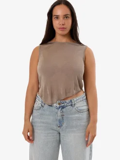 Hot Thrills Anais Sheer Knit Tank - Fungi
