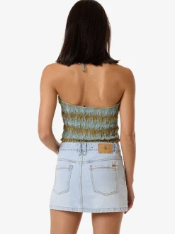 Discount Thrills Ansley Halter Top - Stone Blue StoneBlue