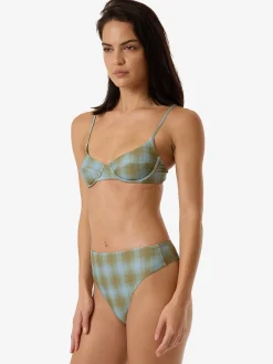 Online Thrills Ansley 90S High Cut Bikini Bottom - Blue Stone BlueStone