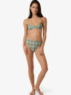 Online Thrills Ansley 90S High Cut Bikini Bottom - Blue Stone BlueStone