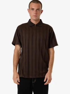 Online Thrills Arts & Industrial Quarter Zip Polo - Postal Brown PostalBrown