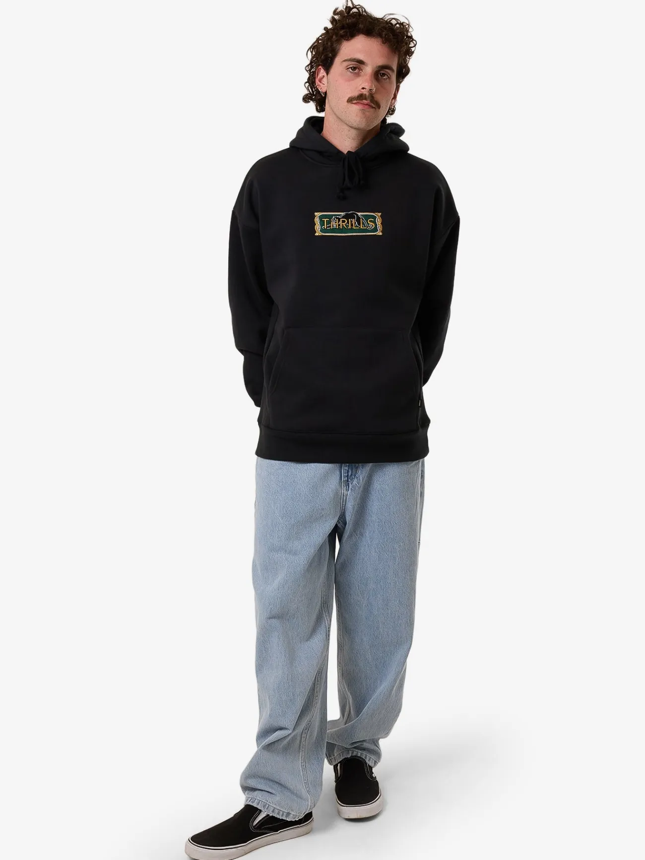 Online Thrills Behind It All Slouch Pull On Hood - Pirate Black PirateBlack