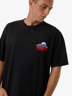 Online Thrills Beyond The Hills Oversize Fit Tee - Black Fade BlackFade