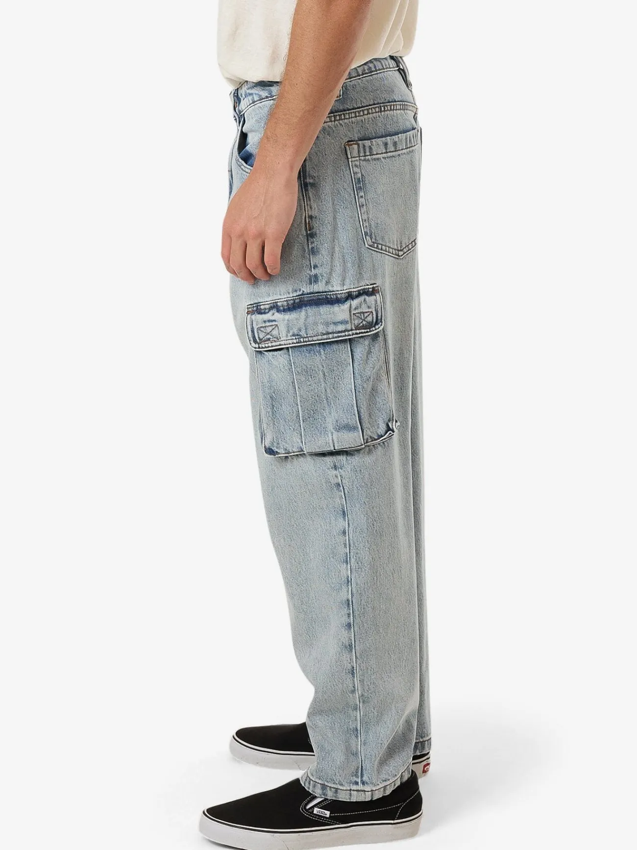 New Thrills Big Slacker Denim Cargo Jean - Tainted Blue TaintedBlue