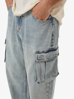 New Thrills Big Slacker Denim Cargo Jean - Tainted Blue TaintedBlue