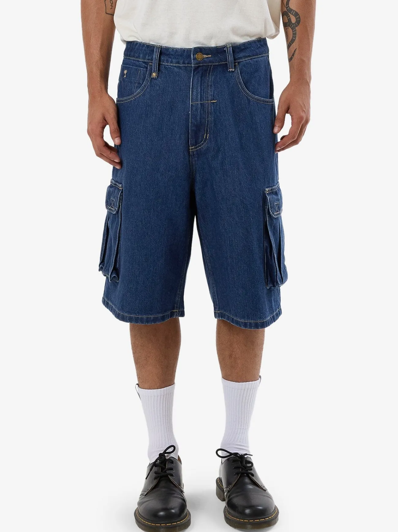 Fashion Thrills Big Slacker Denim Cargo Short - Union Blue UnionBlue