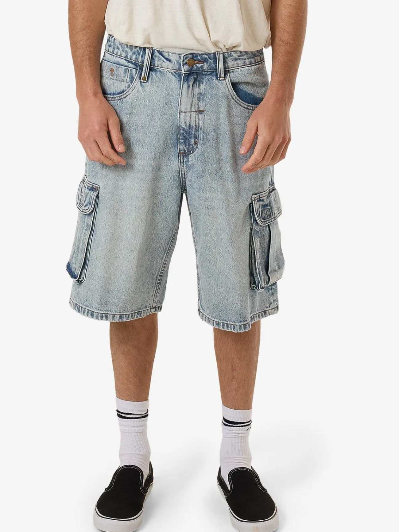 Sale Thrills Big Slacker Denim Cargo Short - Tainted Blue TaintedBlue