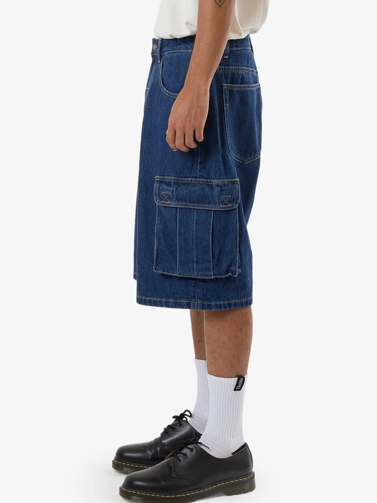 Fashion Thrills Big Slacker Denim Cargo Short - Union Blue UnionBlue