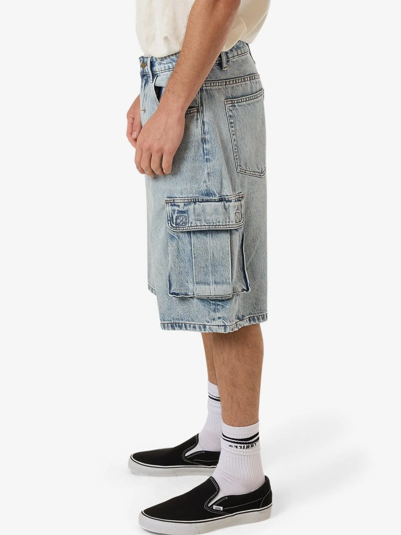 Sale Thrills Big Slacker Denim Cargo Short - Tainted Blue TaintedBlue