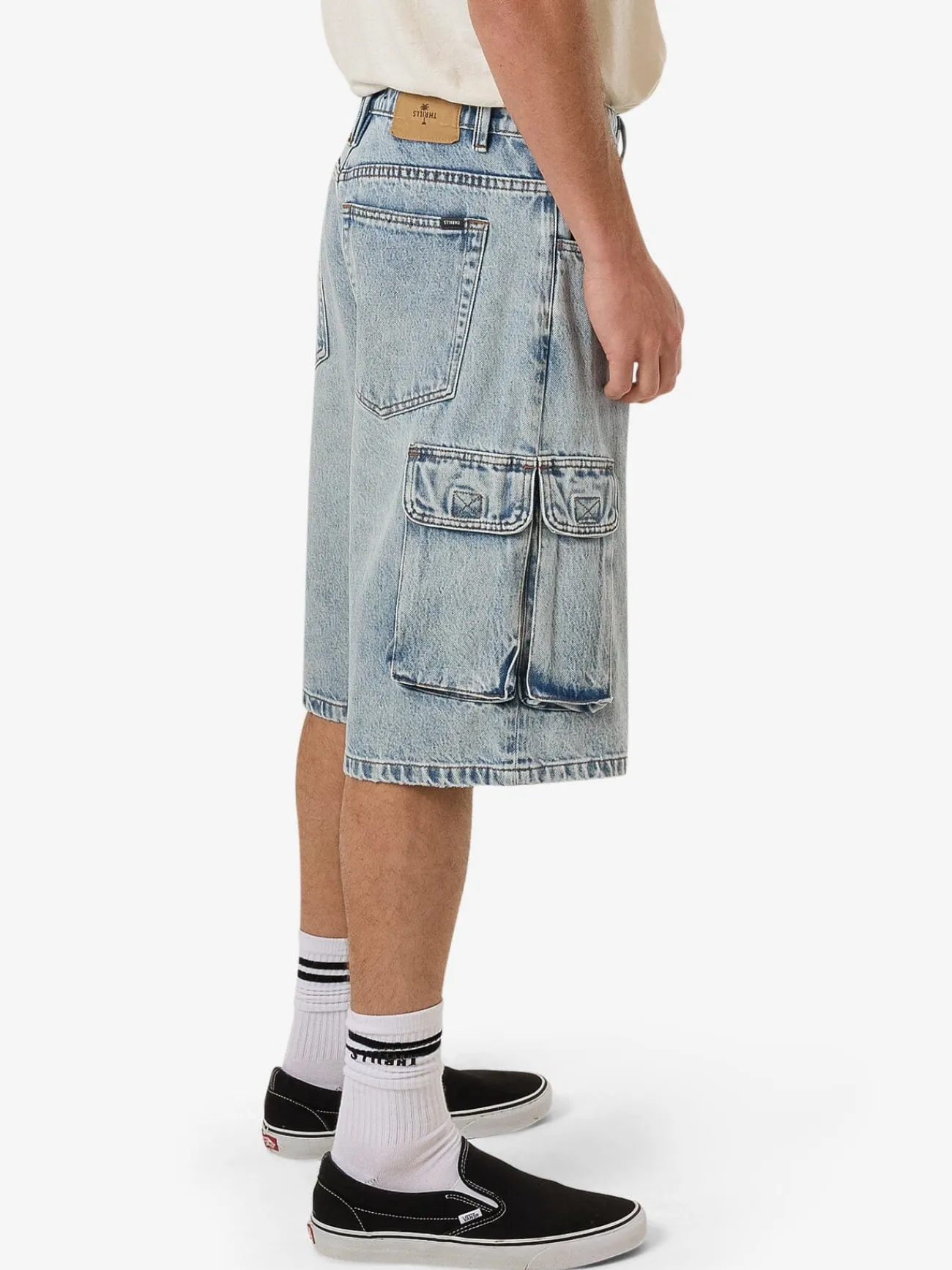 Sale Thrills Big Slacker Denim Cargo Short - Tainted Blue TaintedBlue