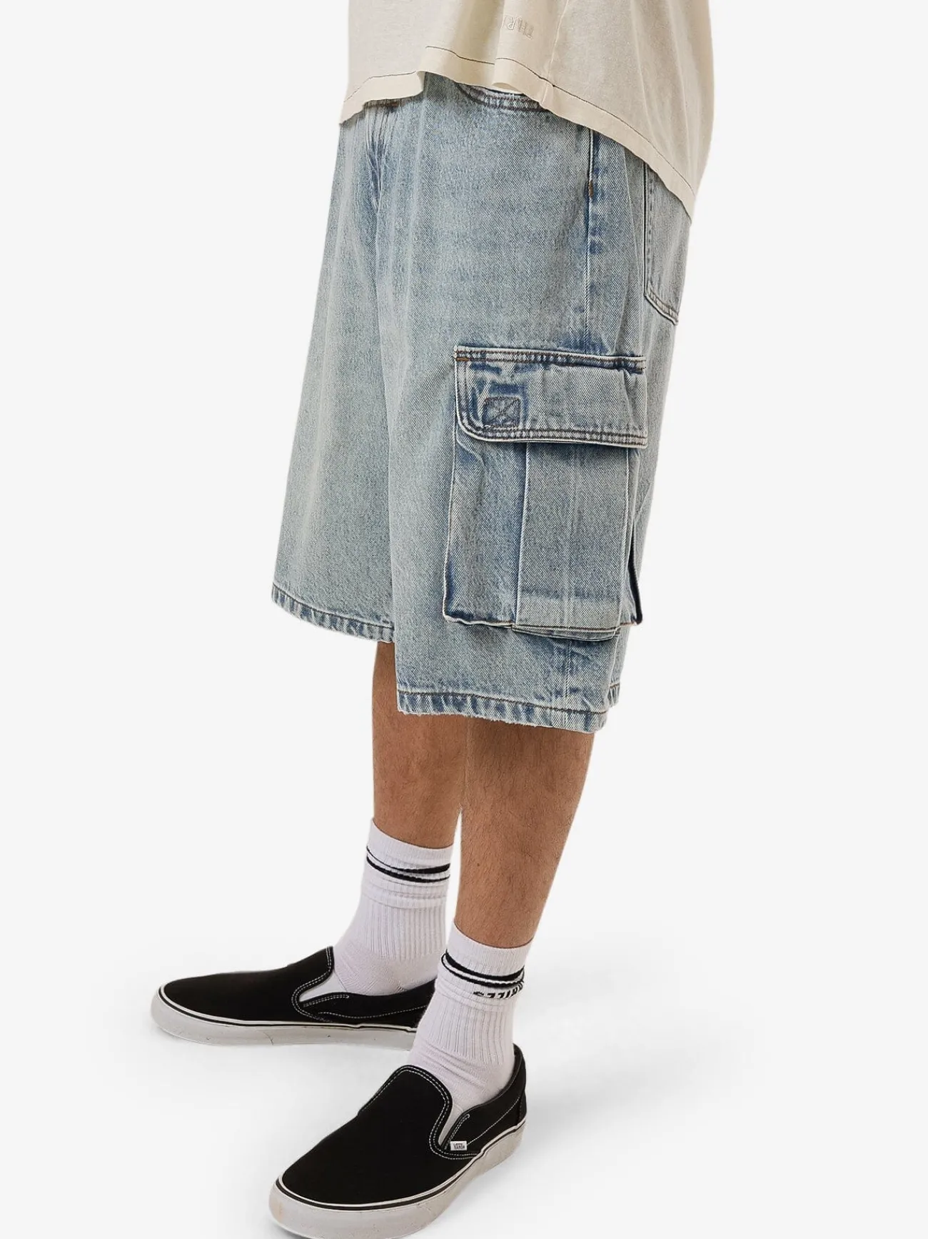 Sale Thrills Big Slacker Denim Cargo Short - Tainted Blue TaintedBlue