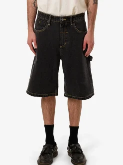 Discount Thrills Big Slacker Denim Short - Black Bull BlackBull