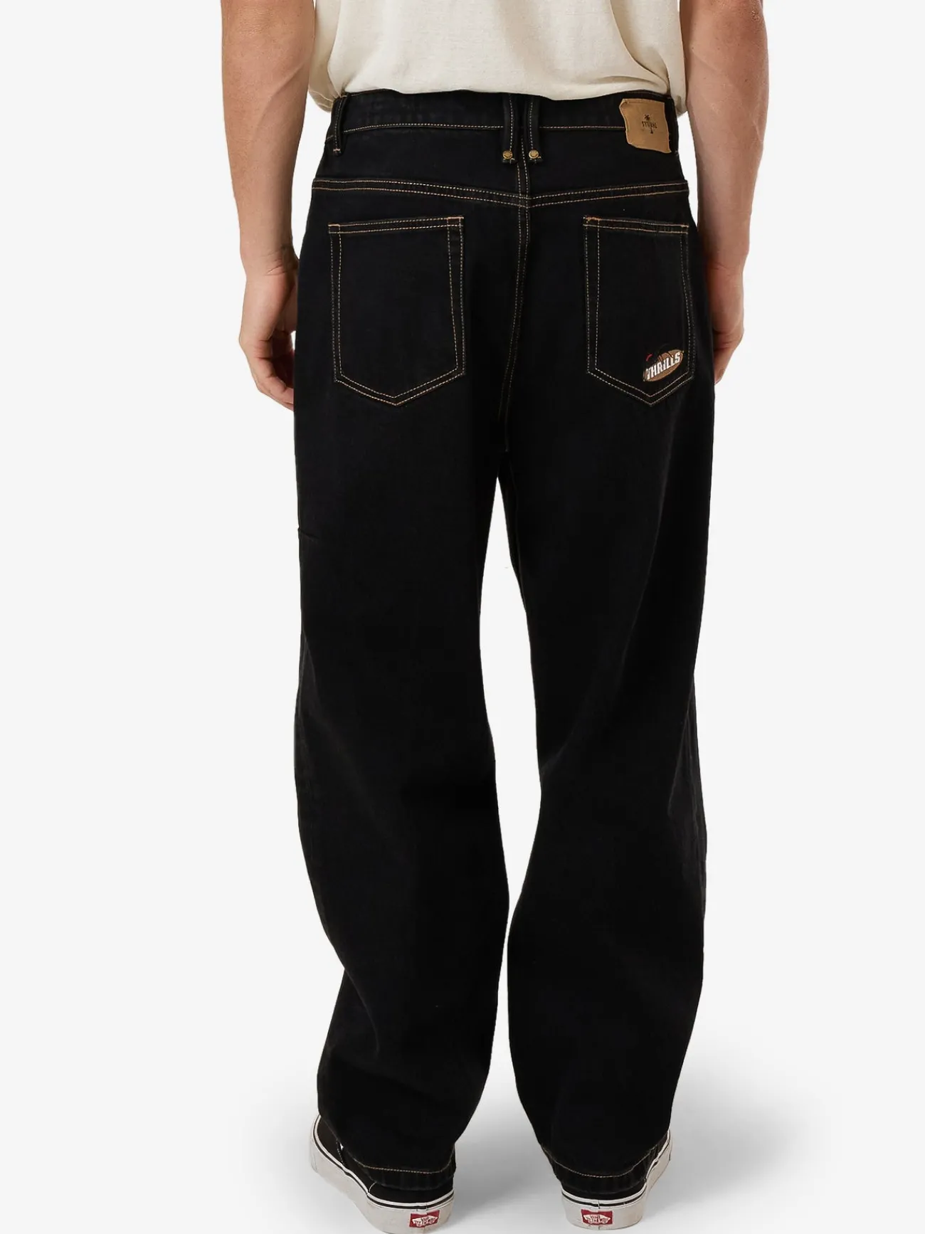 Sale Thrills Big Slacker Embro Denim Jean - Black Rinse BlackRinse