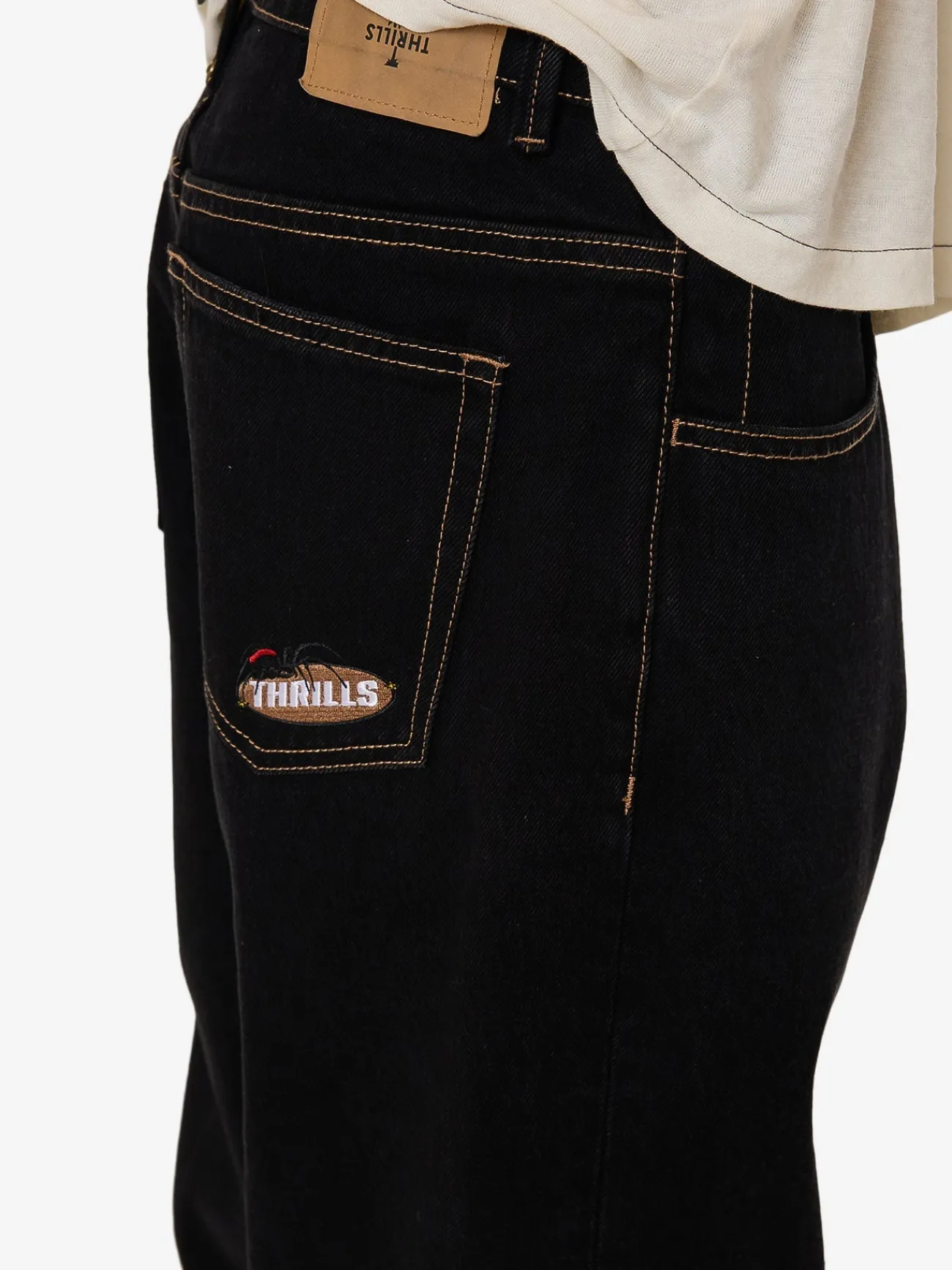 Sale Thrills Big Slacker Embro Denim Jean - Black Rinse BlackRinse