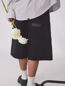 Sale Thrills Big Slacker Existence Embro Denim Short - Aged Black AgedBlack