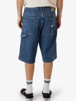 New Thrills Big Slacker Lifted Embro Denim Short - Rinsed Blues RinsedBlues