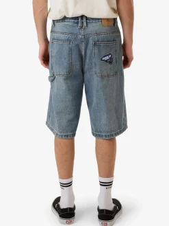 Outlet Thrills Big Slacker Lifted Embro Denim Short - Dirty Weathered Blue DirtyWeatheredBlue