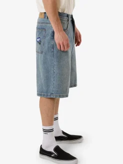 Outlet Thrills Big Slacker Lifted Embro Denim Short - Dirty Weathered Blue DirtyWeatheredBlue
