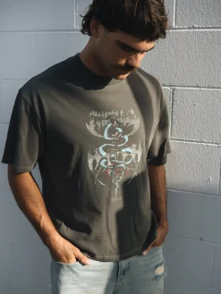 Clearance Thrills Bitter End Box Fit Oversize Short Tee - Merch Black MerchBlack