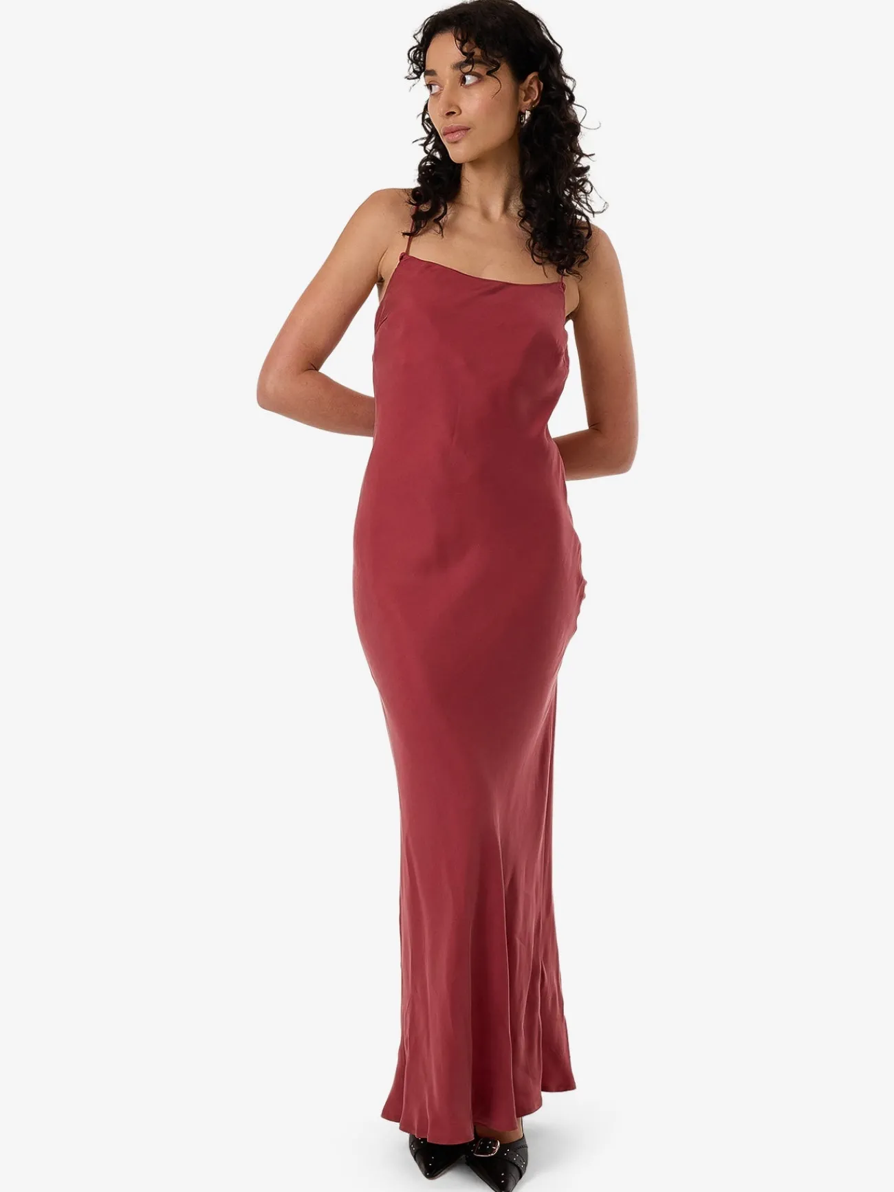 New Thrills Blair Bias Slip Dress - Cabernet