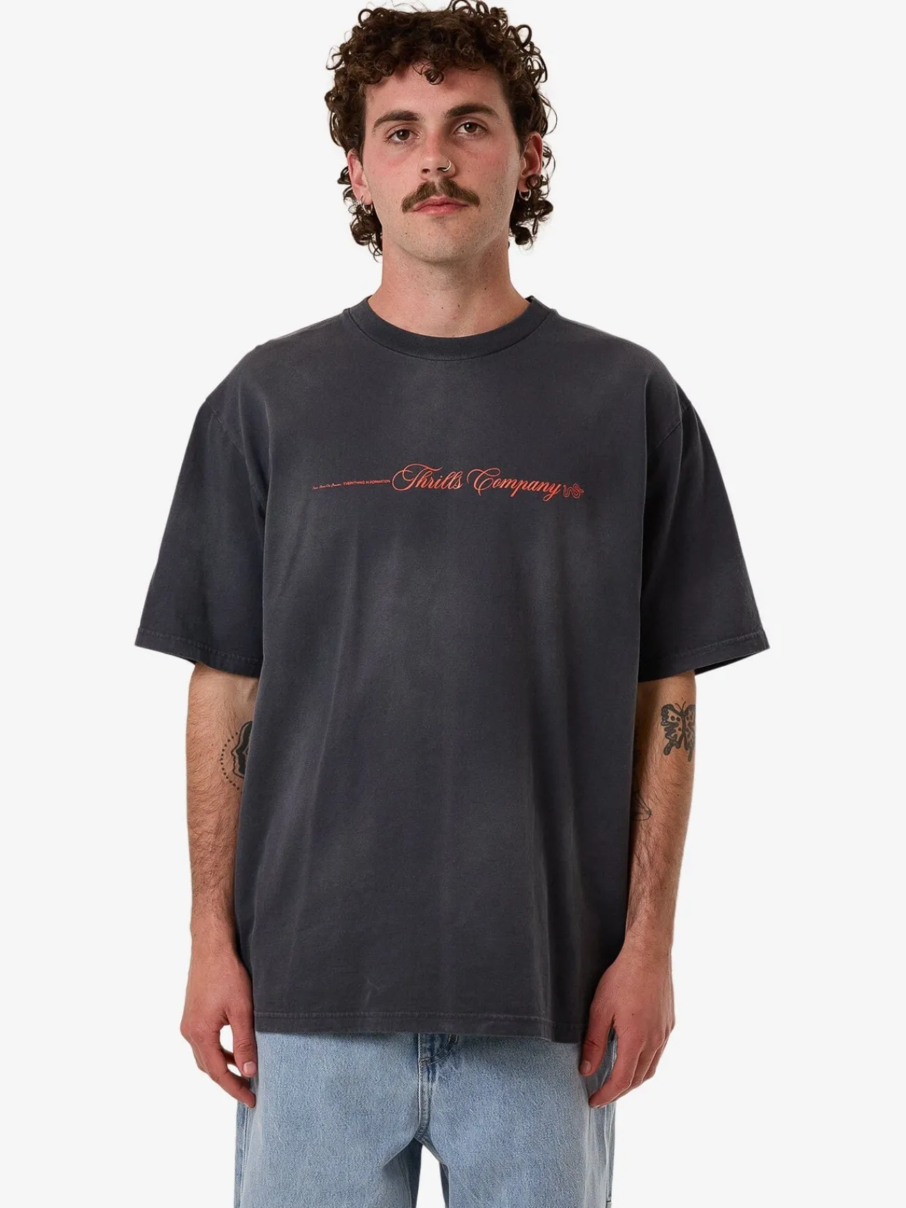 Hot Thrills Blends Oversize Fit Tee - India Ink Fade IndiaInkFade