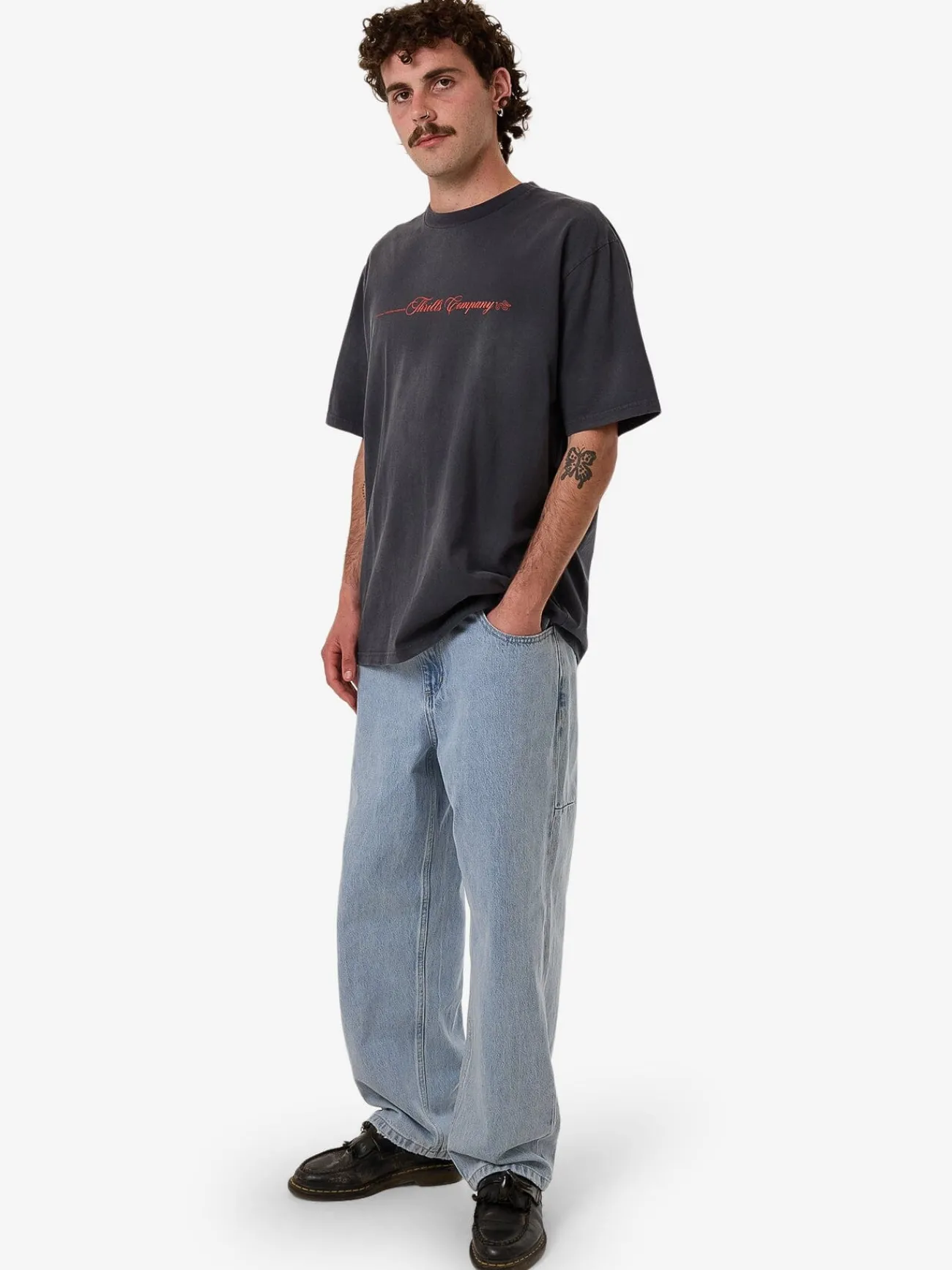 Hot Thrills Blends Oversize Fit Tee - India Ink Fade IndiaInkFade