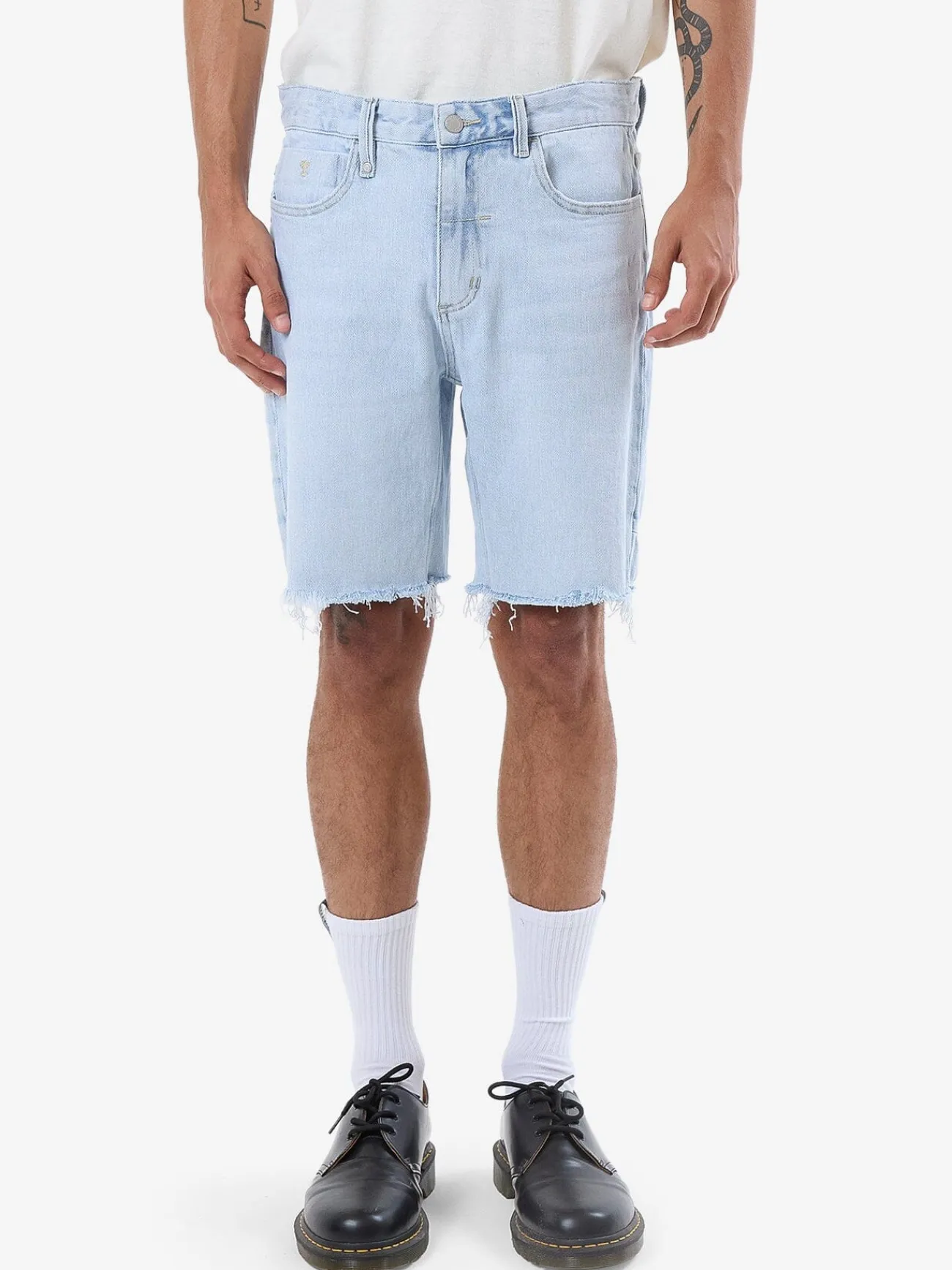 Online Thrills Bones Denim Short - Light Ash Blue LightAshBlue