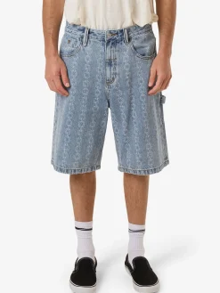 Fashion Thrills Chain Reaction Big Slacker Denim Short - Faded Rinse Indigo FadedRinseIndigo
