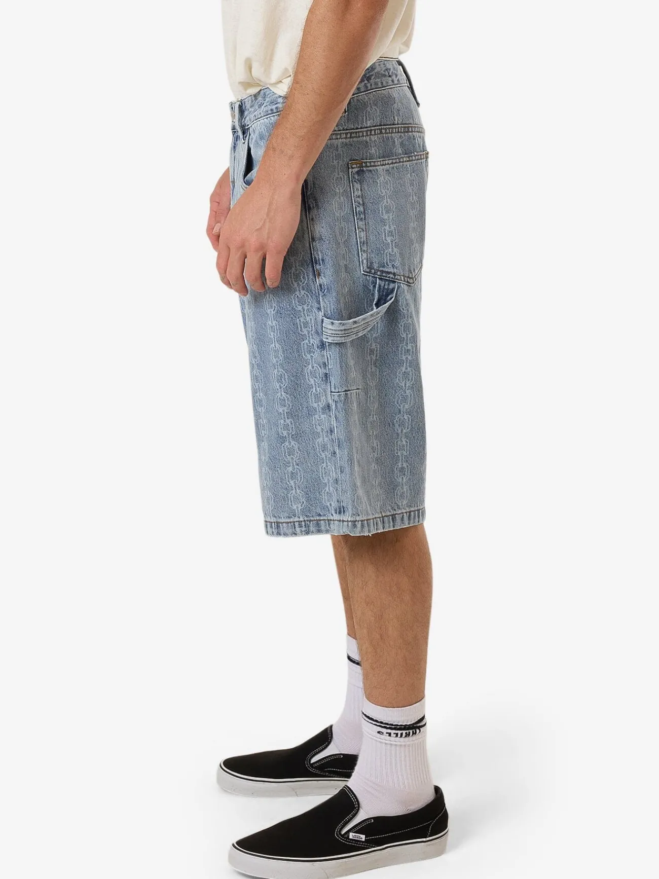 Fashion Thrills Chain Reaction Big Slacker Denim Short - Faded Rinse Indigo FadedRinseIndigo