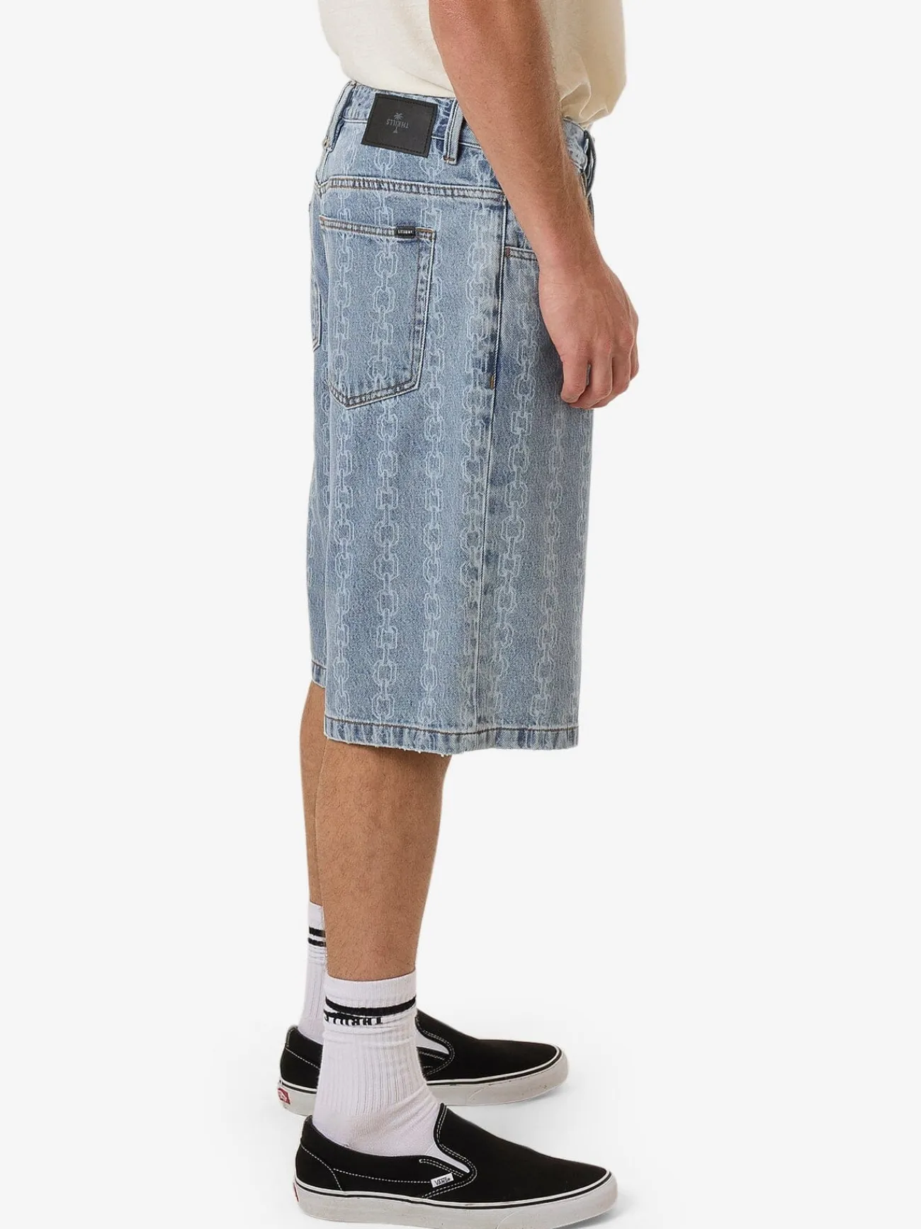 Fashion Thrills Chain Reaction Big Slacker Denim Short - Faded Rinse Indigo FadedRinseIndigo
