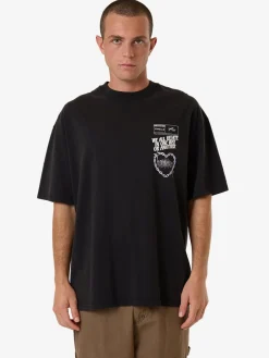 Fashion Thrills Chain Reaction Box Fit Oversize Tee - Faded Black FadedBlack
