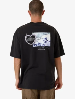 Fashion Thrills Chain Reaction Box Fit Oversize Tee - Faded Black FadedBlack