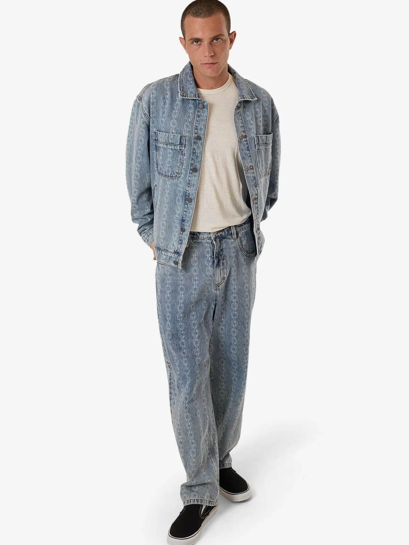 Outlet Thrills Chain Reaction Canyon Oversized Denim Jacket - Faded Rinse Indigo FadedRinseIndigo