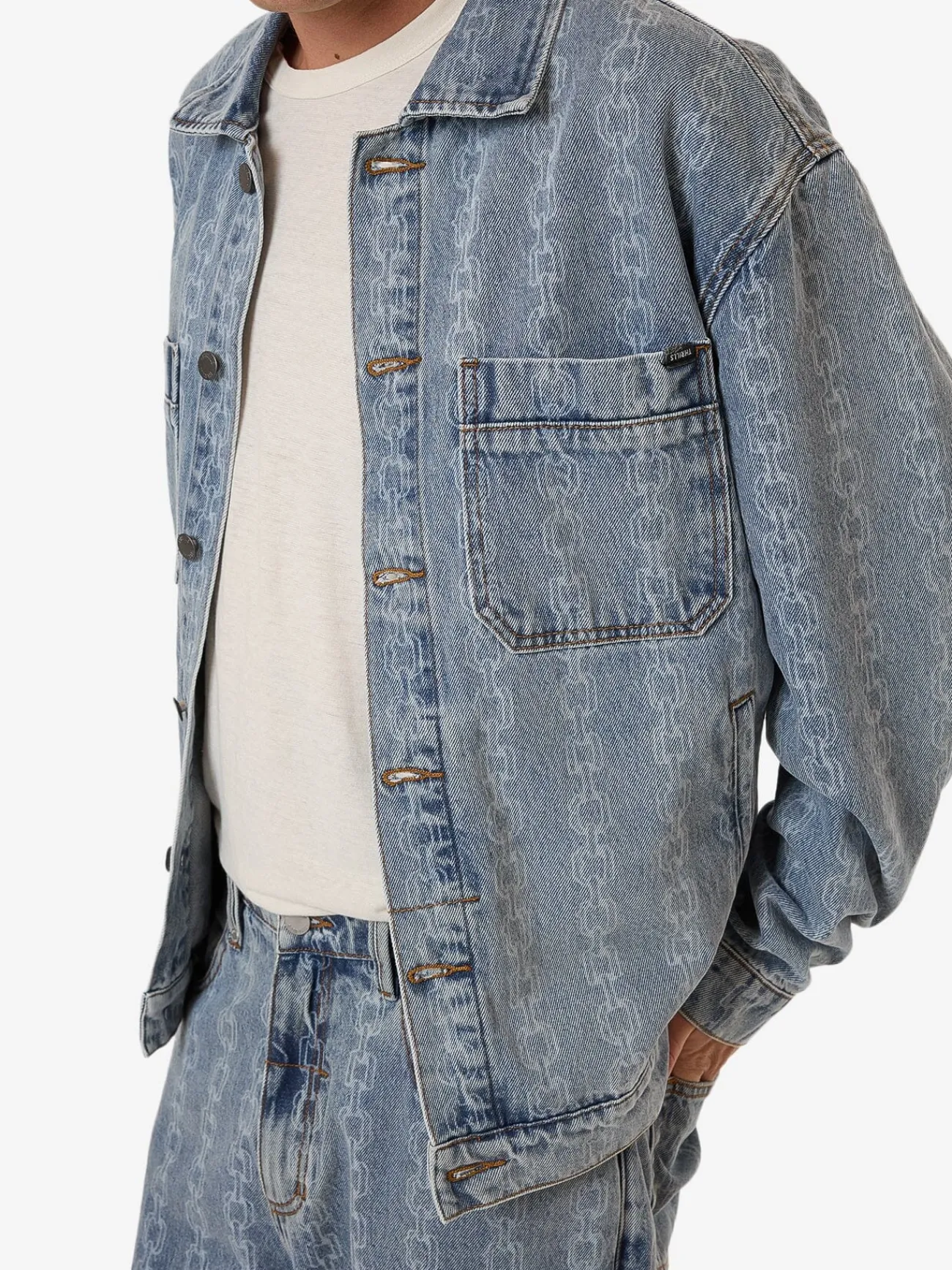 Outlet Thrills Chain Reaction Canyon Oversized Denim Jacket - Faded Rinse Indigo FadedRinseIndigo